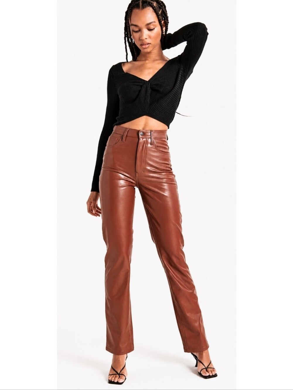 Abercrombie & Fitch The 90s Straight Ultra High Rise Curve Love Faux Leather